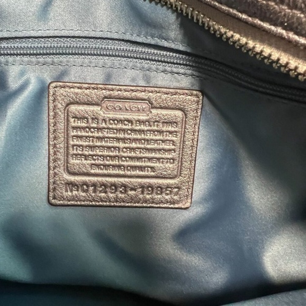 Coach C1293 19857 Quilted Leather Shopper Tote Purse Silver Anthracite Metallic - Picture 5 of 15